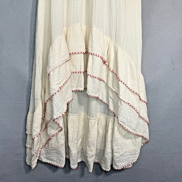 Indie Chic‎ Halter Dress Size S Embroidered Sequins Ruffles Bohemian Cottagecore - Picture 5 of 7